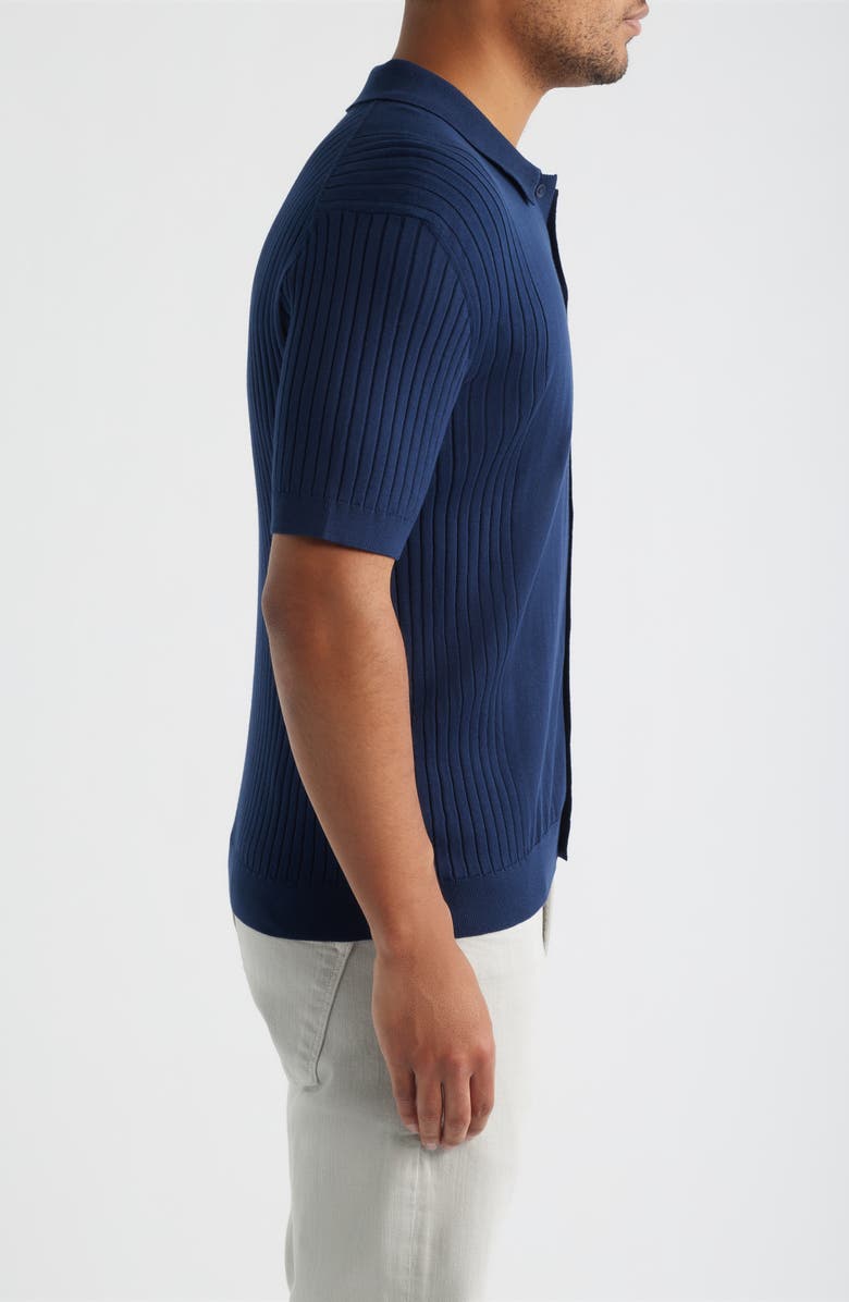 34 Heritage Short Sleeve Button-Up Cotton & Silk Sweater, Alternate, color, Dress Blues