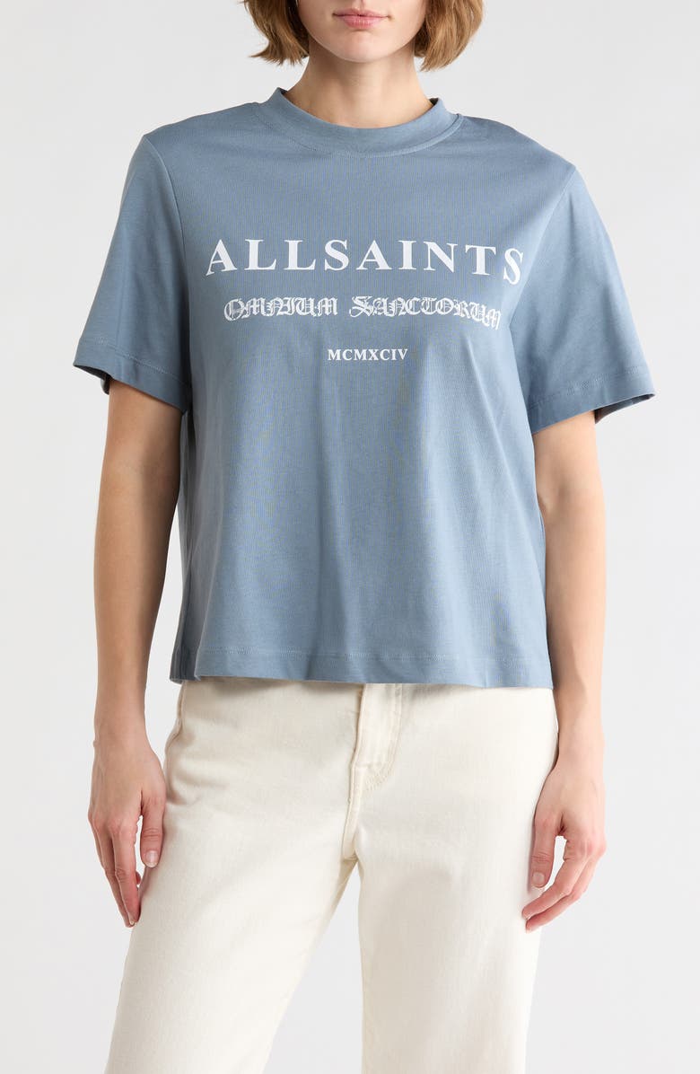 AllSaints Lisa Omnium Cotton Graphic T-Shirt, Main, color, Flint Stone Blue