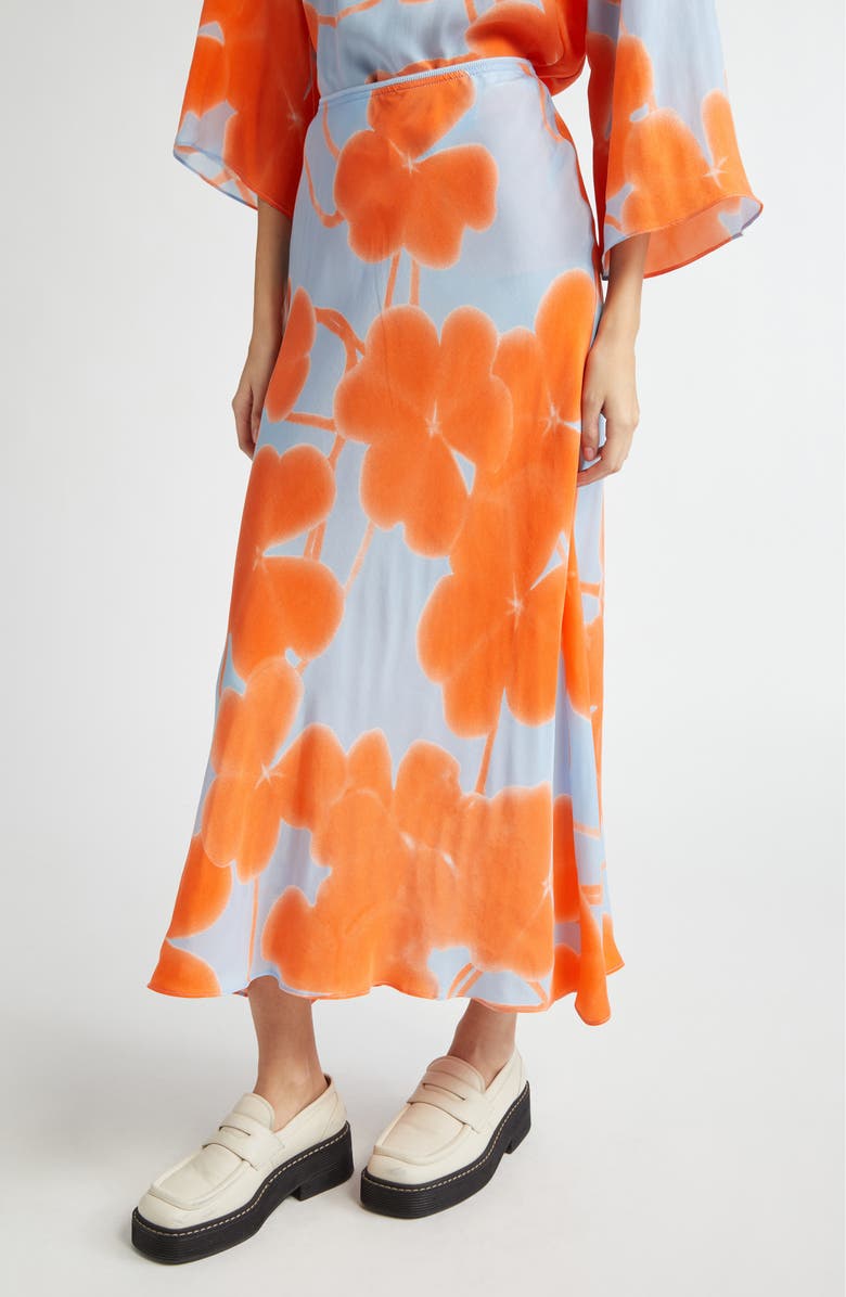 Marimekko Ekspressio Ketunleipä Cupro Maxi Skirt, Alternate, color, Light Blue Orange Light Pink