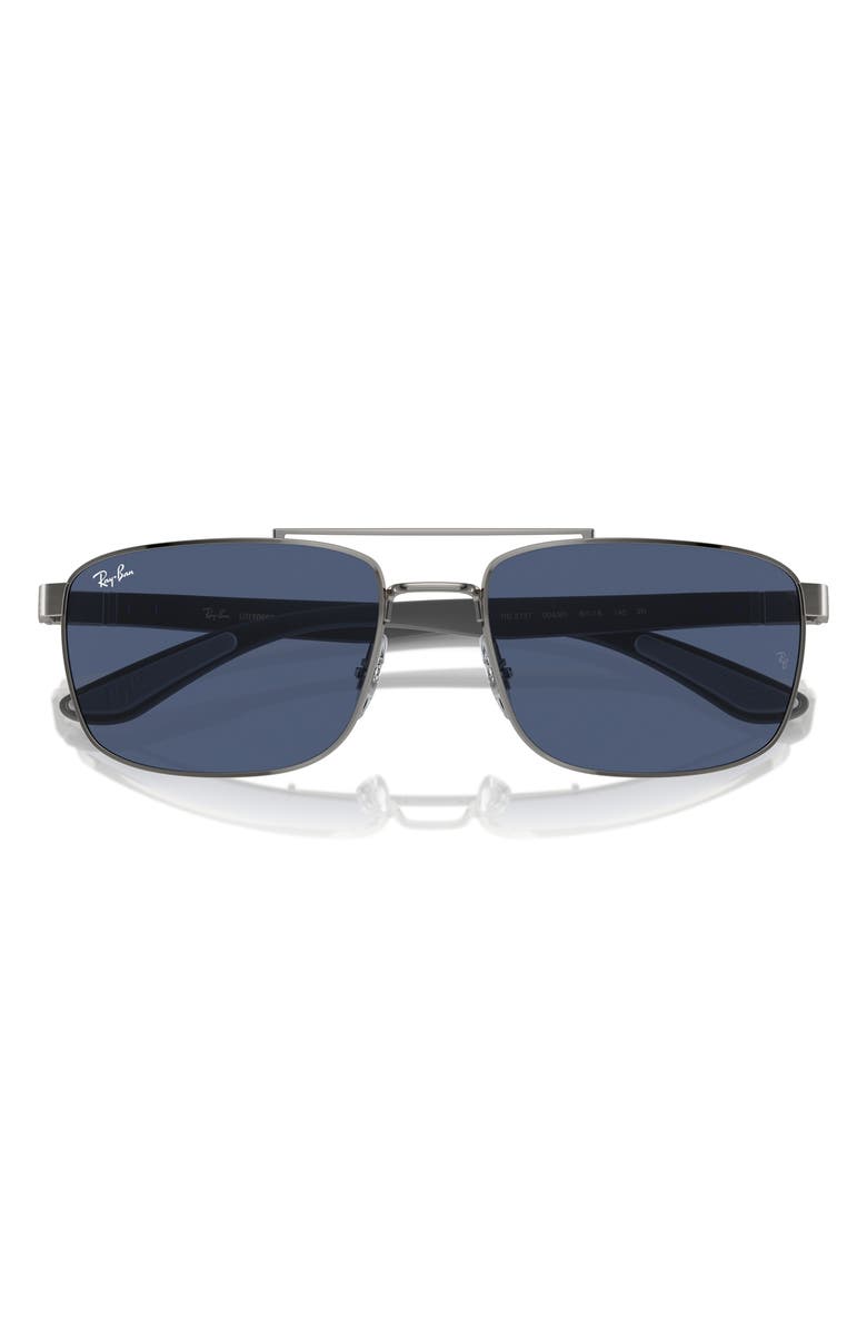 Ray-Ban 60mm Rectangular Sunglasses, Alternate, color, Gunmetal