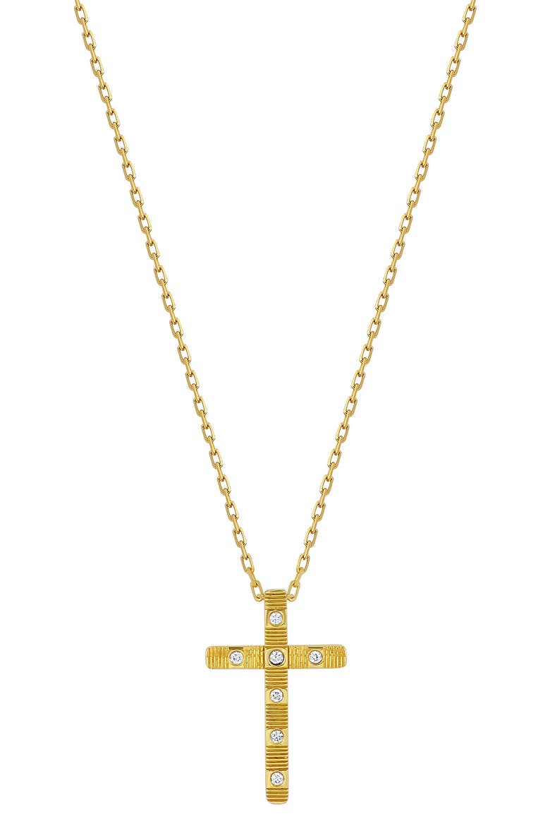 Cleo Diamond Cross Pendant Necklace, Main, color, 18K YELLOW GOLD