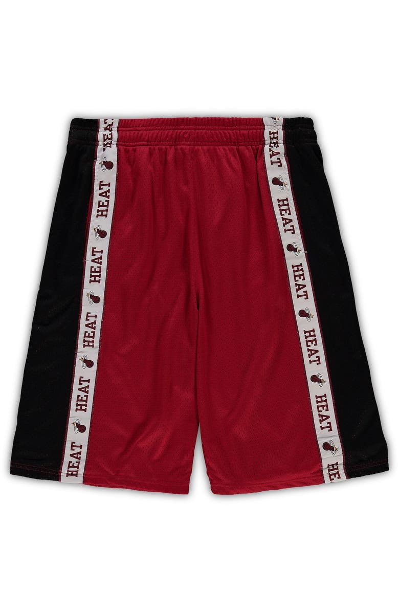 FANATICS Men's Fanatics Branded Red/Black Miami Heat Big & Tall Tape Mesh Shorts, Main, color, Red