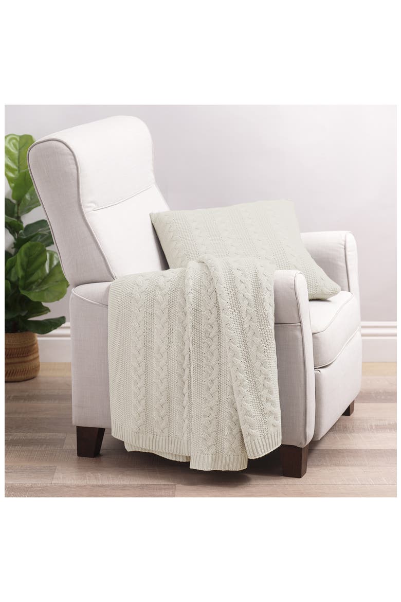 Cable Knit Throw, Alternate, color, IVORY