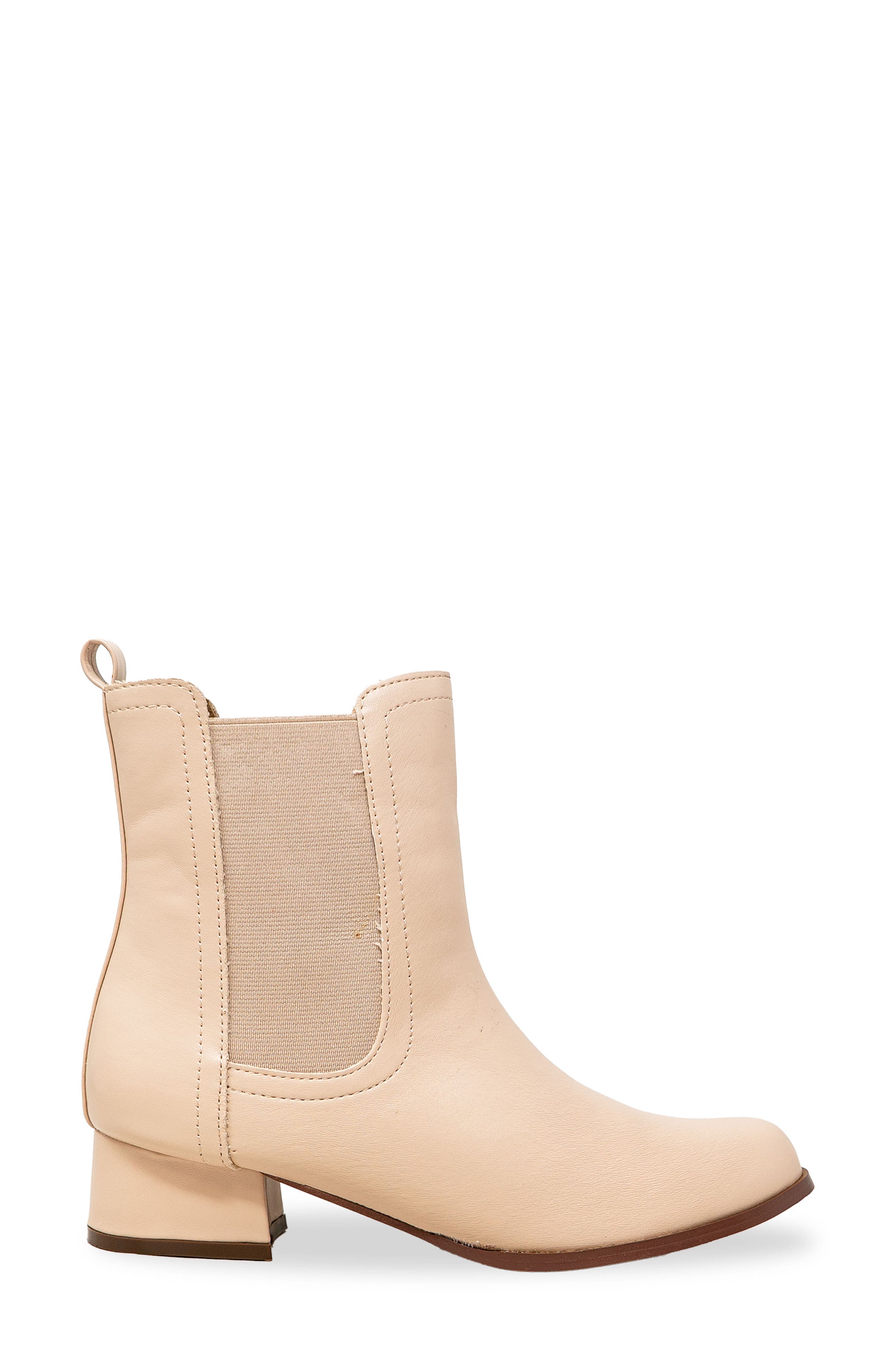 CHASE AND CHLOE Short Chelsea Boot, Alternate, color, Beige Pu