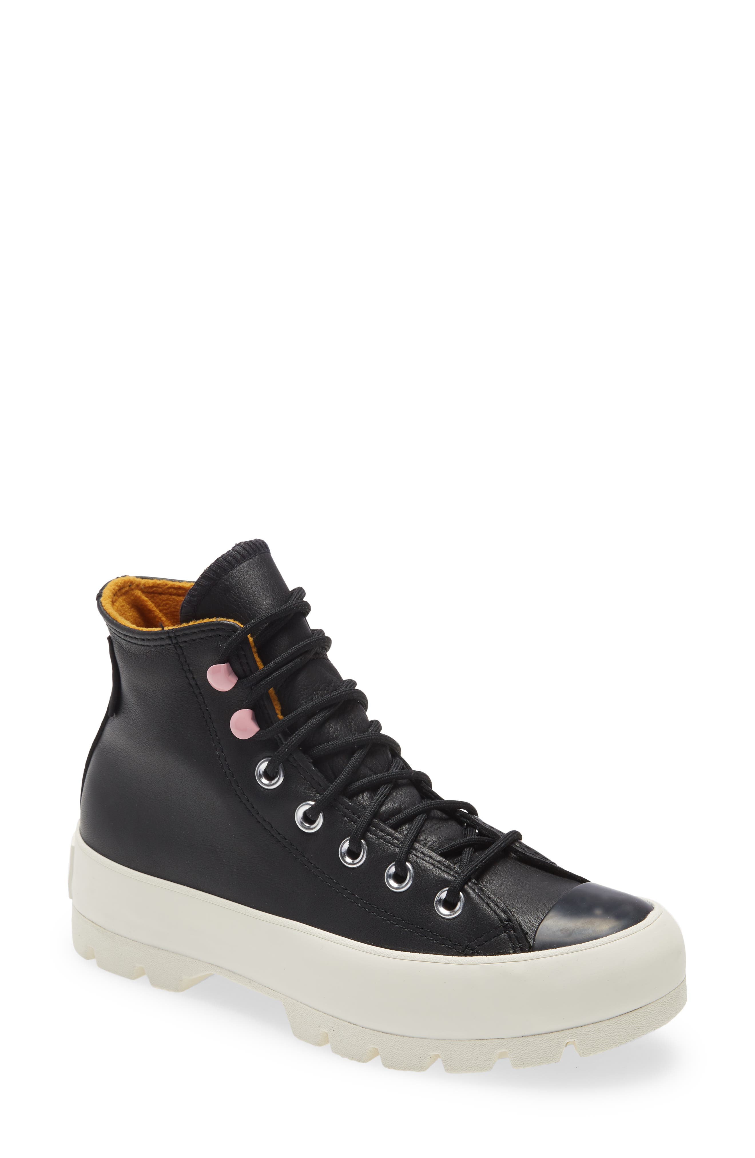 Chuck Taylor® All Star® Gore-Tex® Waterproof Lugged High Top Sneaker, Main, color, BLACK/ SAFFRON YELLOW/ EGRET