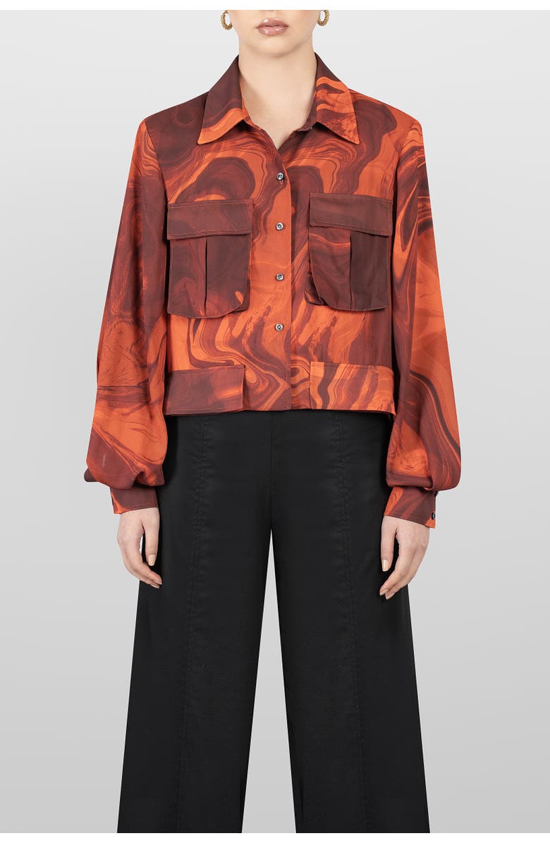 LAURA APARICIO Short Sahariana Blouse, Main, color, Orange