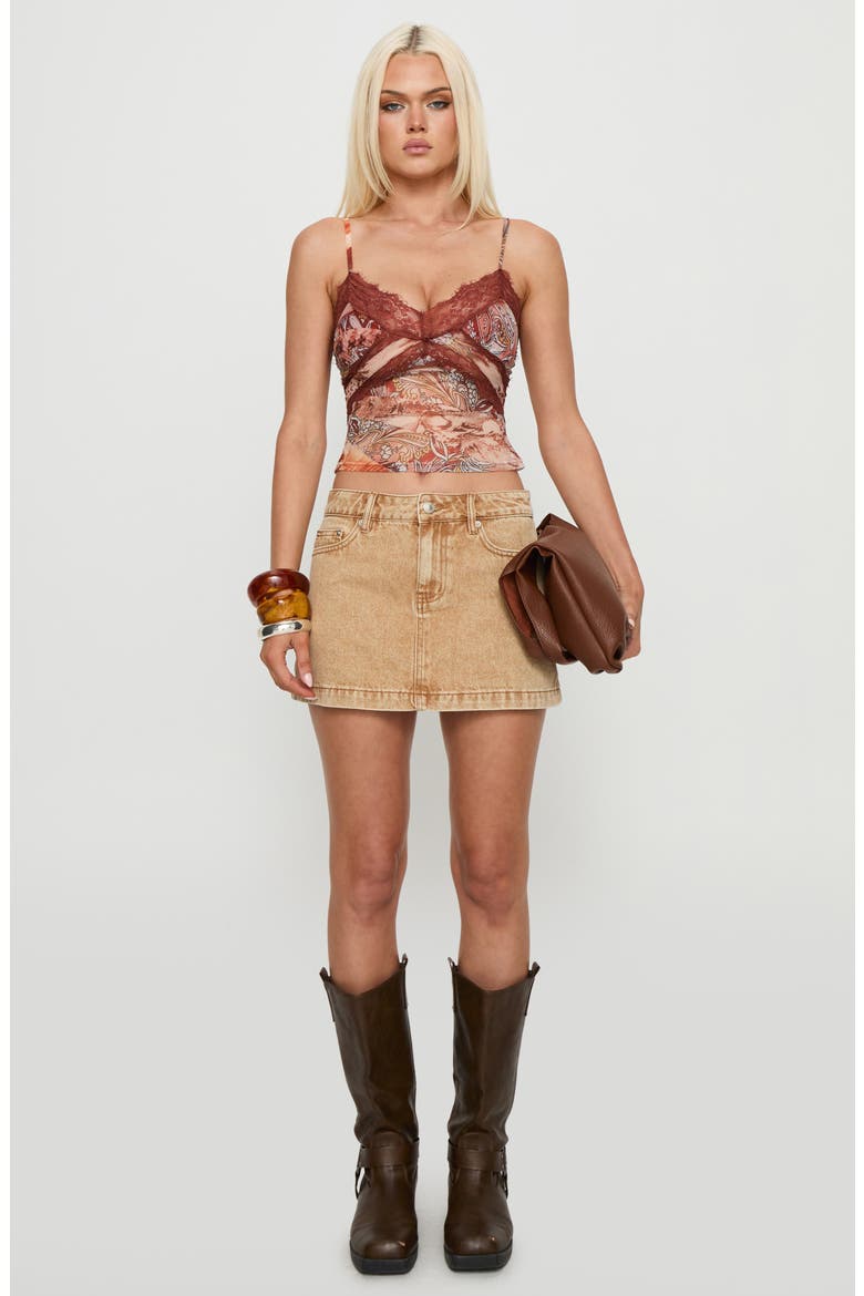 Loraleigh Mix Print Lace Trim Camisole, Alternate, color, ORANGE MULTI