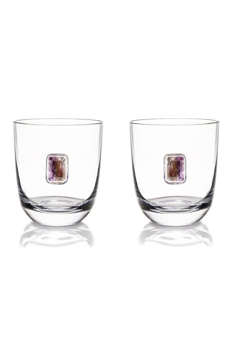 Elevo Set of 2 Double Old Fashioned Glasses, Main, color, SMOKE AGATE