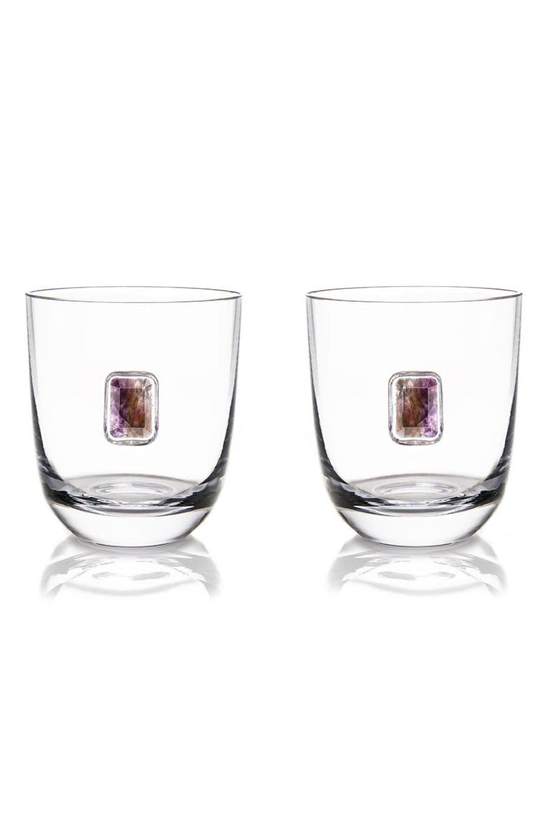 ANNA New York Elevo Set of 2 Double Old Fashioned Glasses, Main, color, Smoke Agate