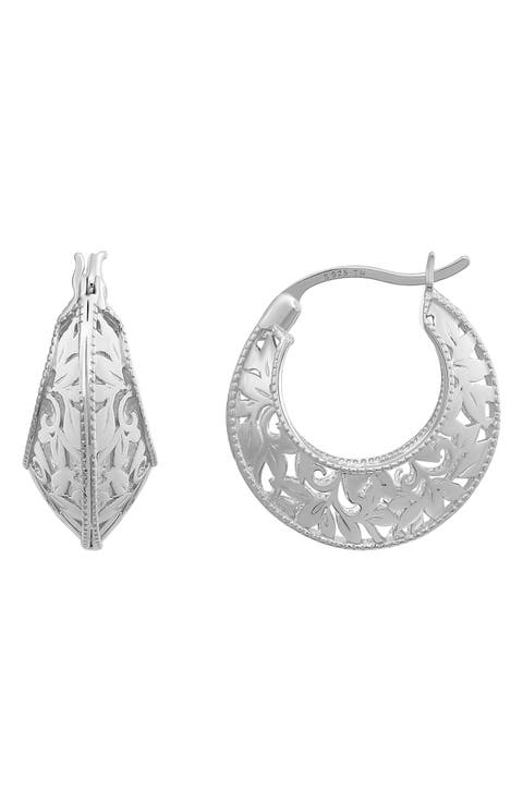 Filigree Sterling Silver Hoop Earrings