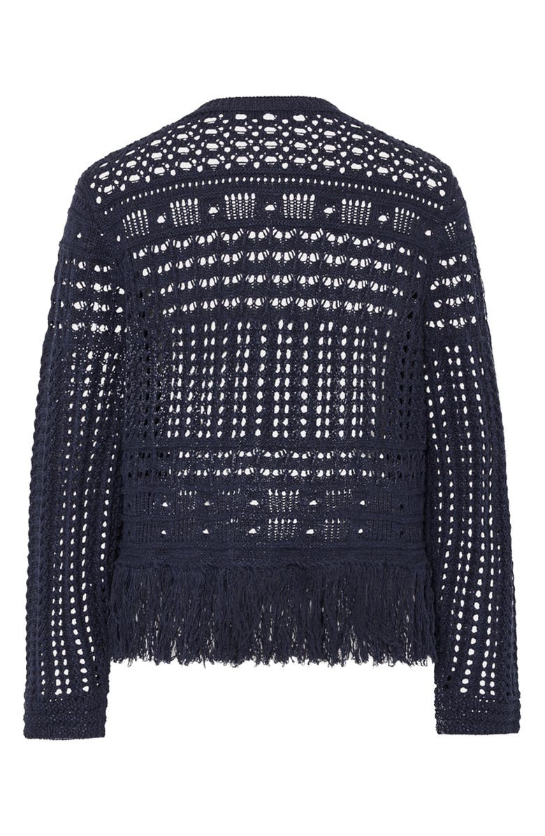 Milly Beaded Fringe Cardigan, Alternate, color, Navy
