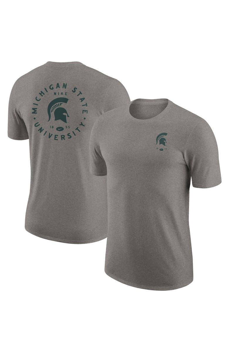 Nike Men's Nike Heather Gray Michigan State Spartans Logo 2-Hit Tri-Blend T-Shirt, Main, color, 