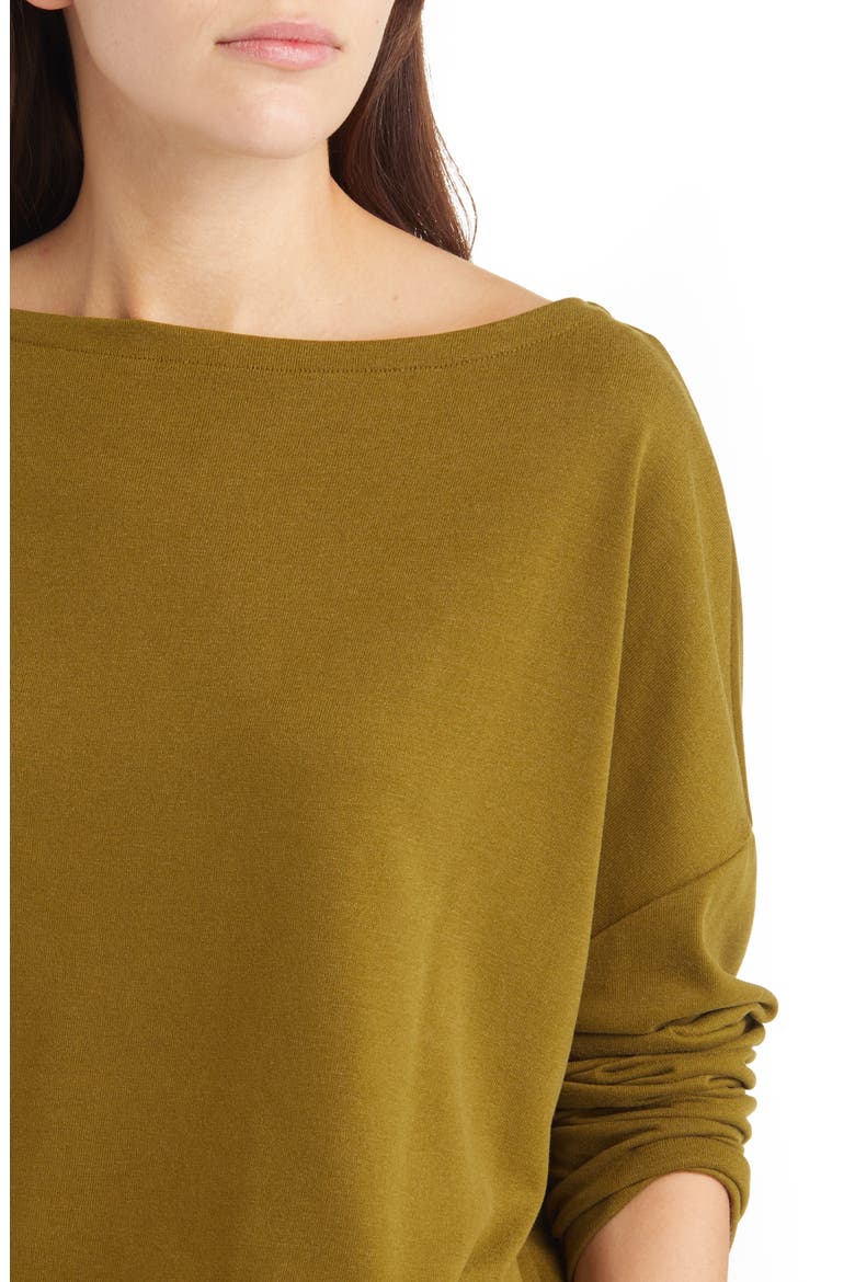 Rita Boatneck Long Sleeve Oversize T-Shirt, Alternate, color, OLIVE BRANCH GREEN