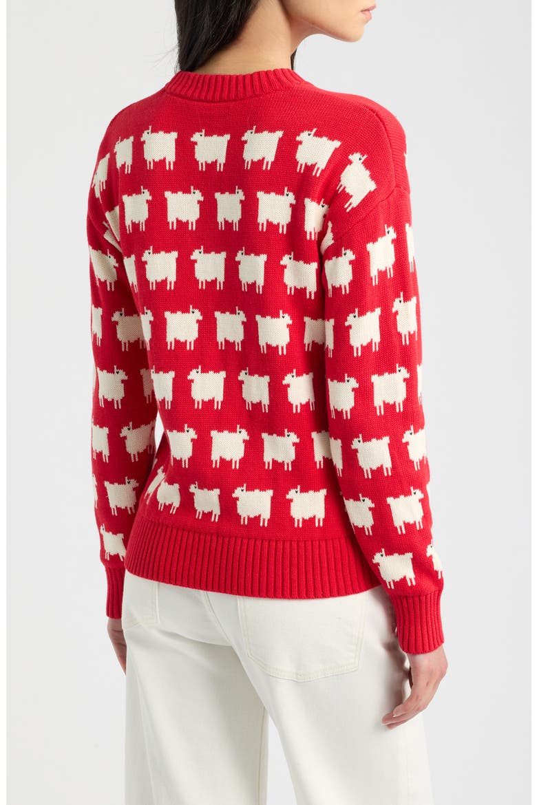 Warm & Wonderful Sheep Cotton Sweater, Alternate, color, DIANA RED