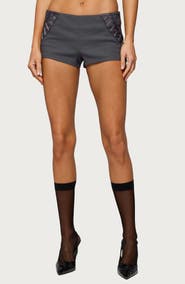 EDIKTED Lirah Lace Up Micro Shorts