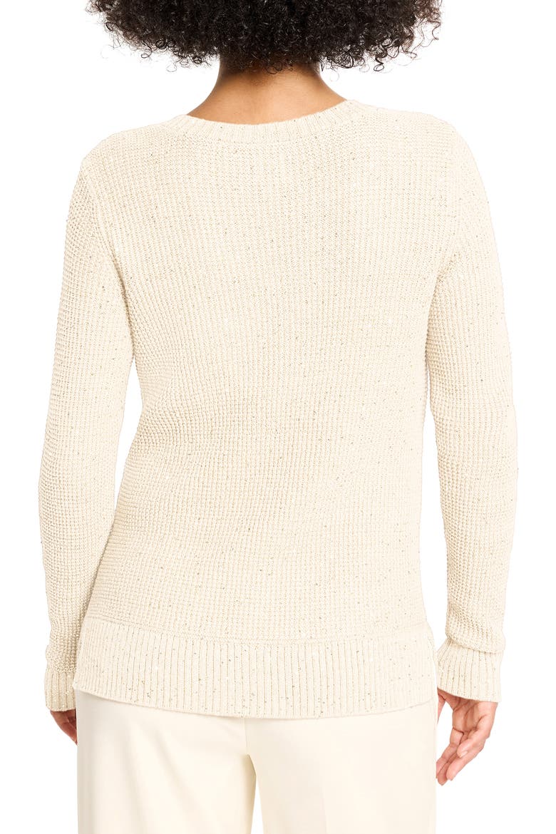 Shimmer V-Neck Waffle Stitch Sweater, Alternate, color, CLASSIC CREAM