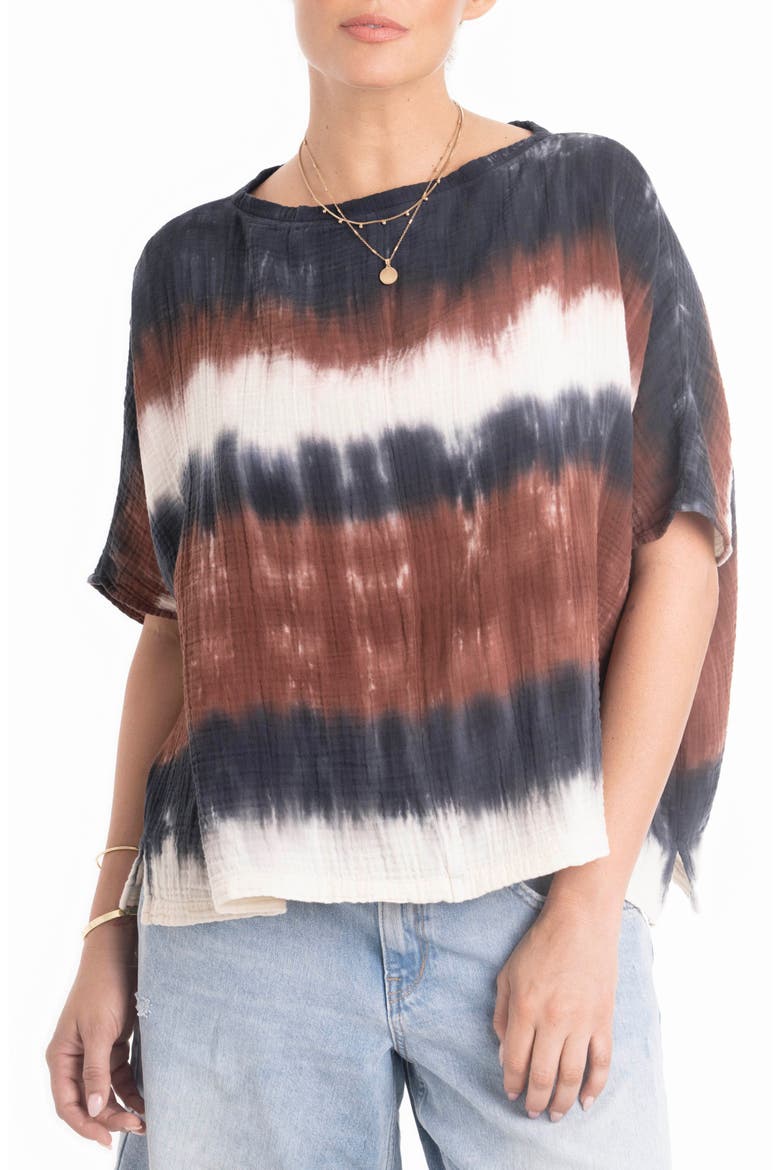Tie Dye Square Gauze Top, Alternate, color, Birch Tie Dye