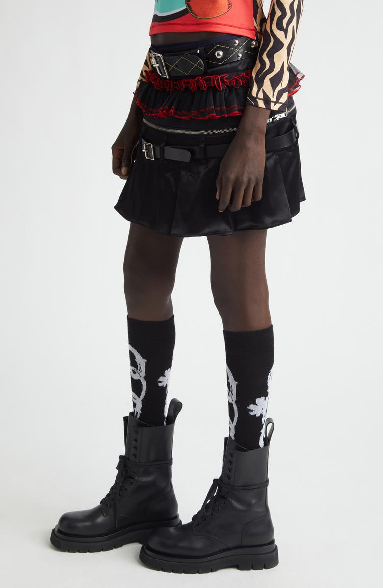 Chopova Lowena Major Combo Miniskirt, Alternate, color, Black Multi