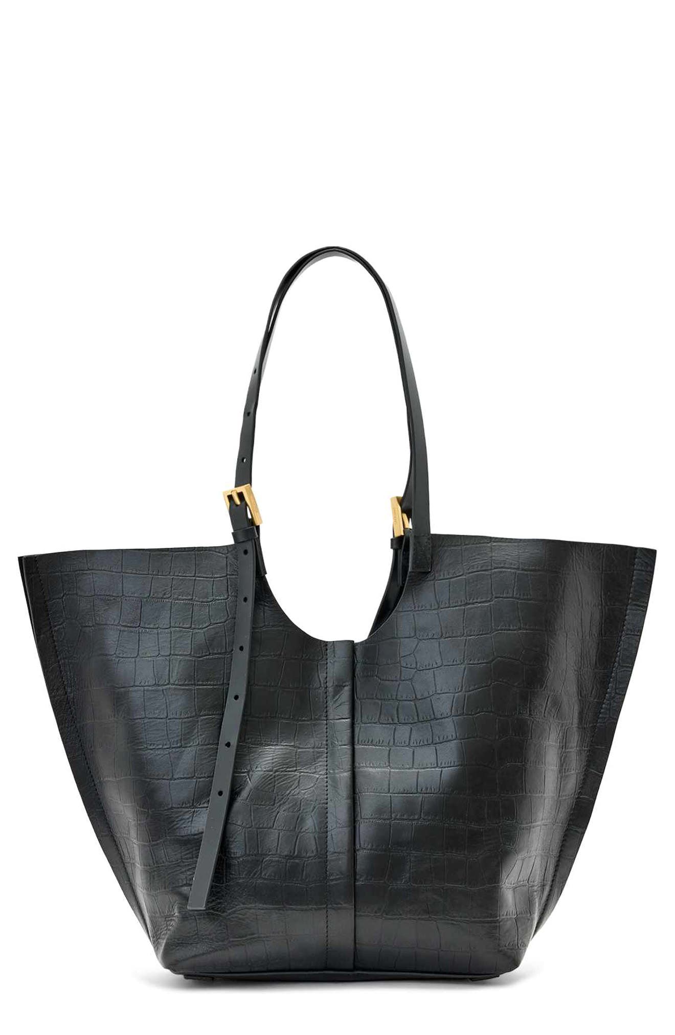 Ara Medium Croc Embossed Leather Tote