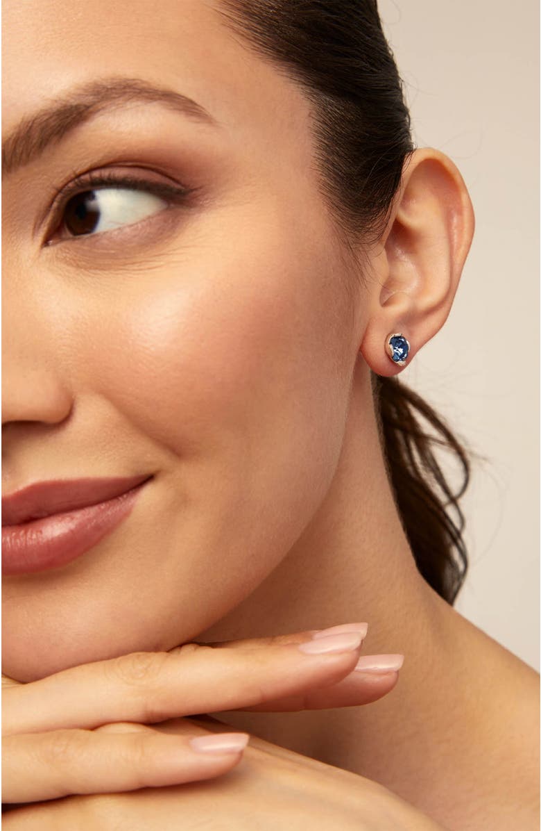 UNODE50 Sterling silver-plated earrings with blue crystals, Alternate, color, Silver