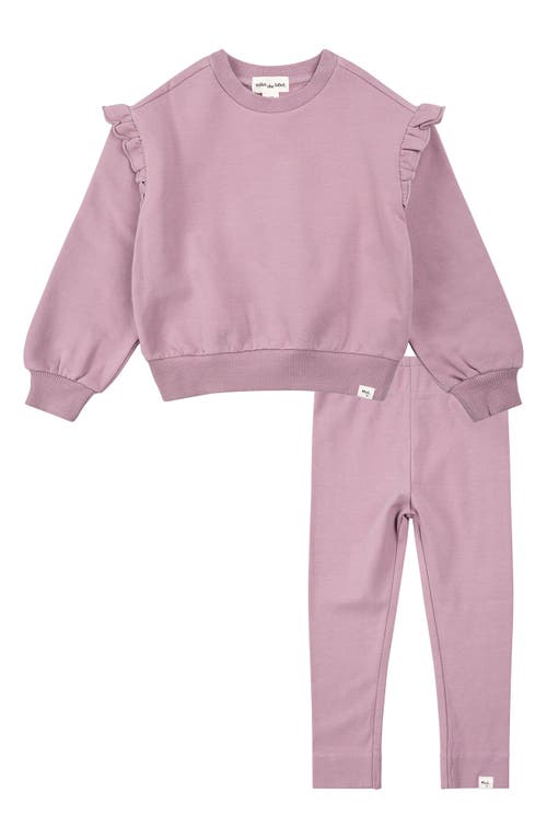 MILES THE LABEL Ruffle Sweatshirt & Leggings Set in Dusty Purple 