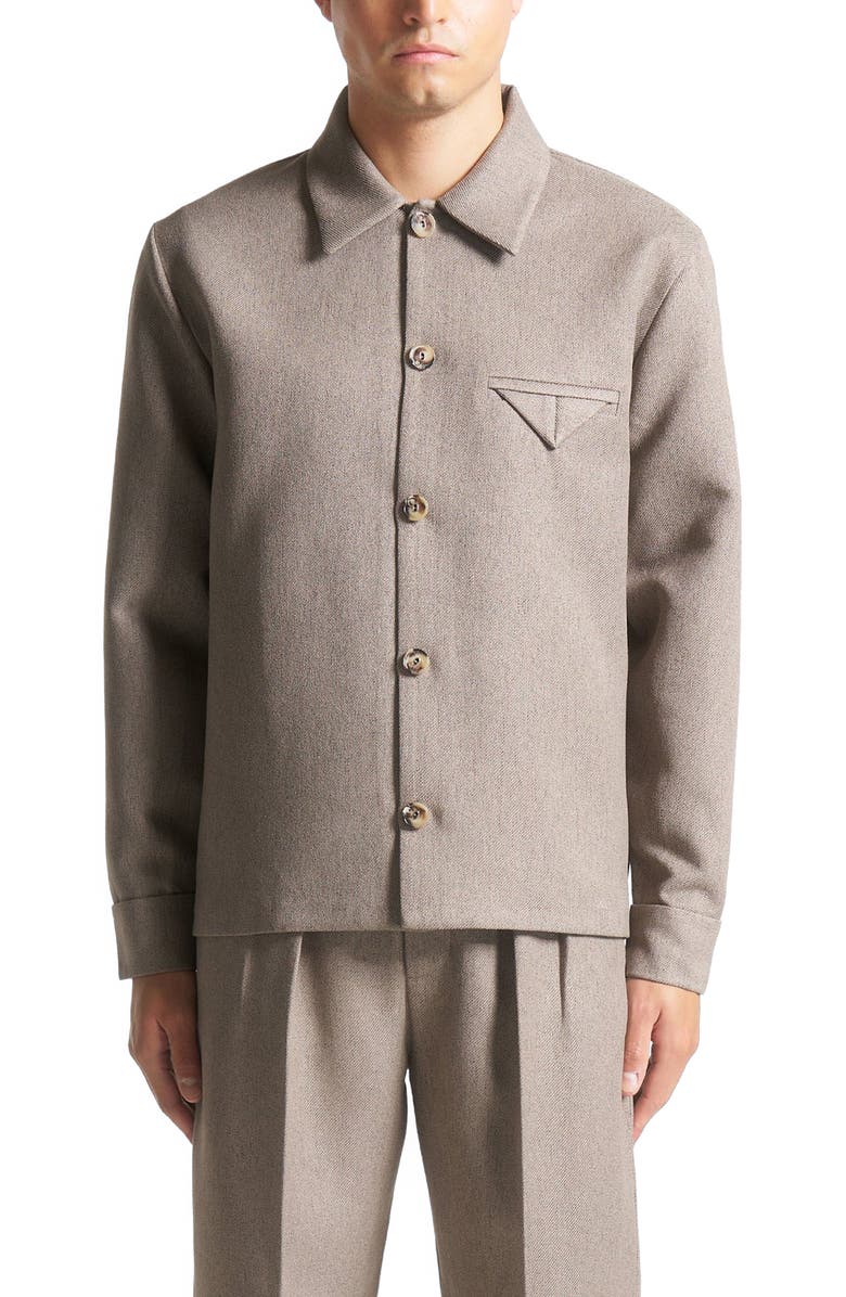 Manière De Voir Leo Textured Tailored Long Sleeve Overshirt, Alternate, color, Taupe