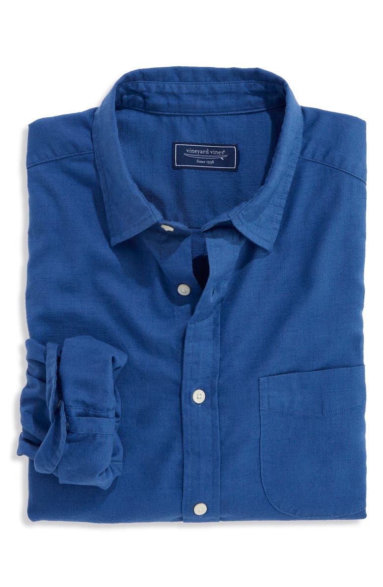 vineyard vines Cisco Solid Island Slub Cotton Button-Up Shirt, Alternate, color, Moonshine