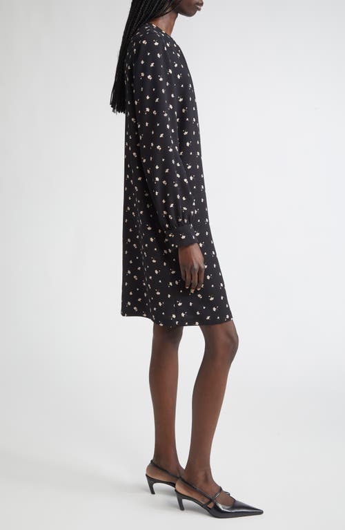 Max Mara Curve Ginkgo Print Long Sleeve Dress In Black