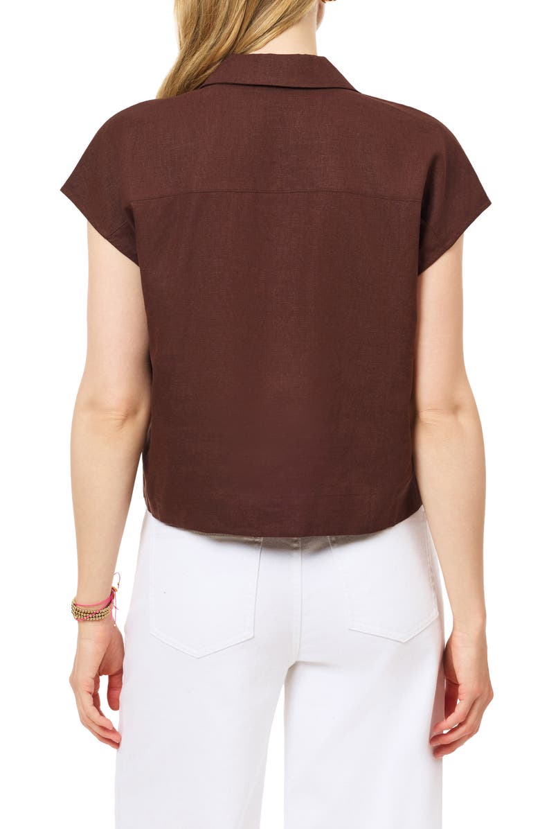 Scotch & Soda Short Sleeve Linen Blend Button-Up Top, Alternate, color, Puce