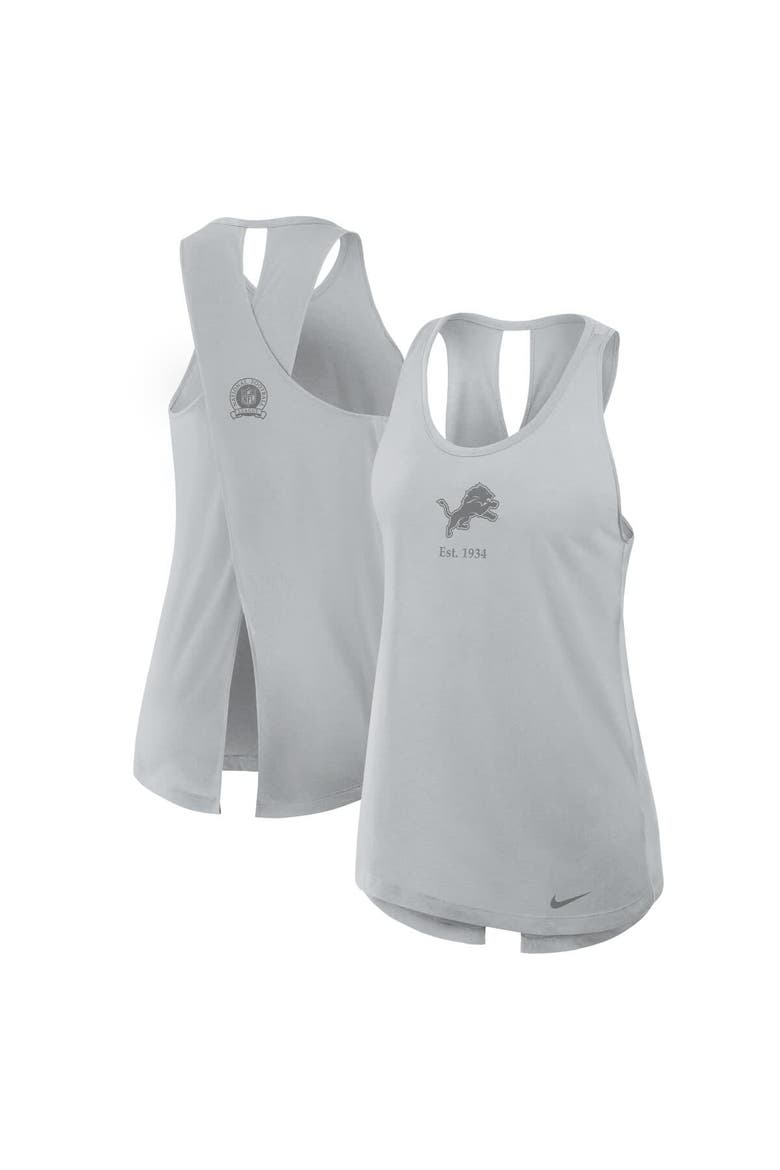 Women's Nike Gray Detroit Lions Glory Crisscross Performance Tank Top, Main, color, Gray