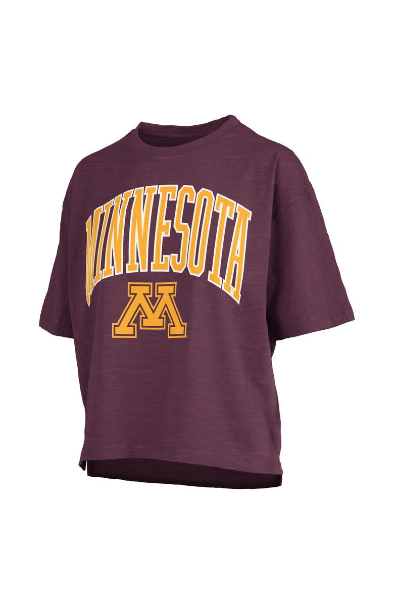 PRESSBOX Women's Pressbox Maroon Minnesota Golden Gophers Nelson Arch Over Logo Waist Length Oversized Slub T-Shirt, Alternate, color, Maroon