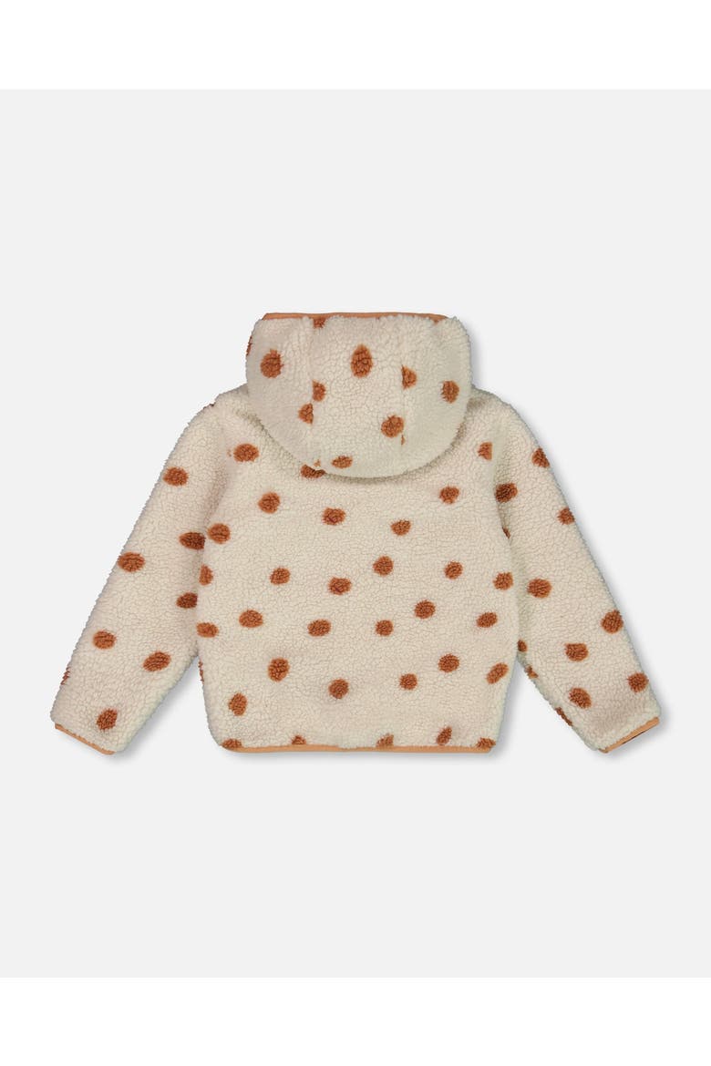 Little Girl's Reversible Soft Fleece Jacket Pinky Brown With Dots, Alternate, color, Cameo Brown