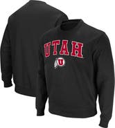 COLOSSEUM Men's Colosseum Black Utah Utes Arch & Logo Tackle Twill Pullover Sweatshirt