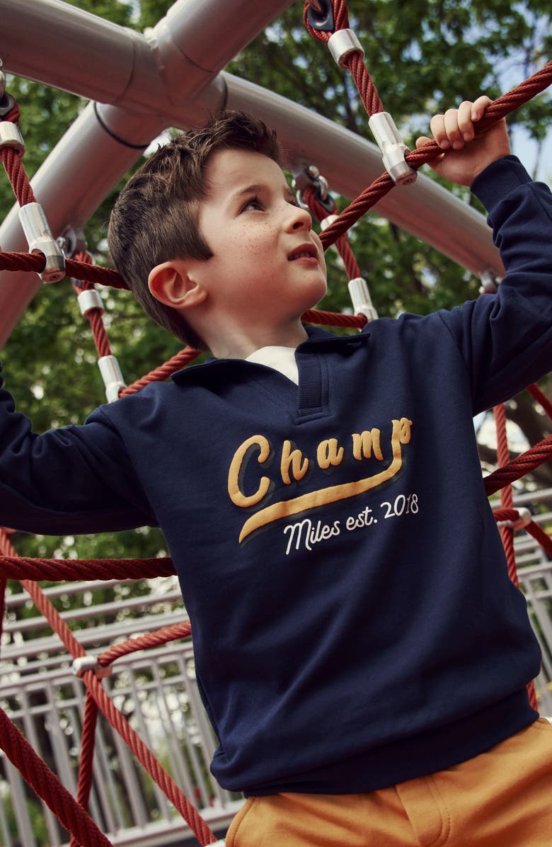 MILES THE LABEL Kids' Champion Cotton Graphic Sweatshirt, Alternate, color, Navy