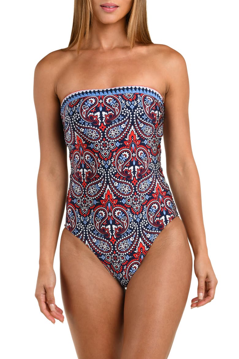 Americana Paisley Print One-Piece Swimsuit, Alternate, color, BLUE MULTI