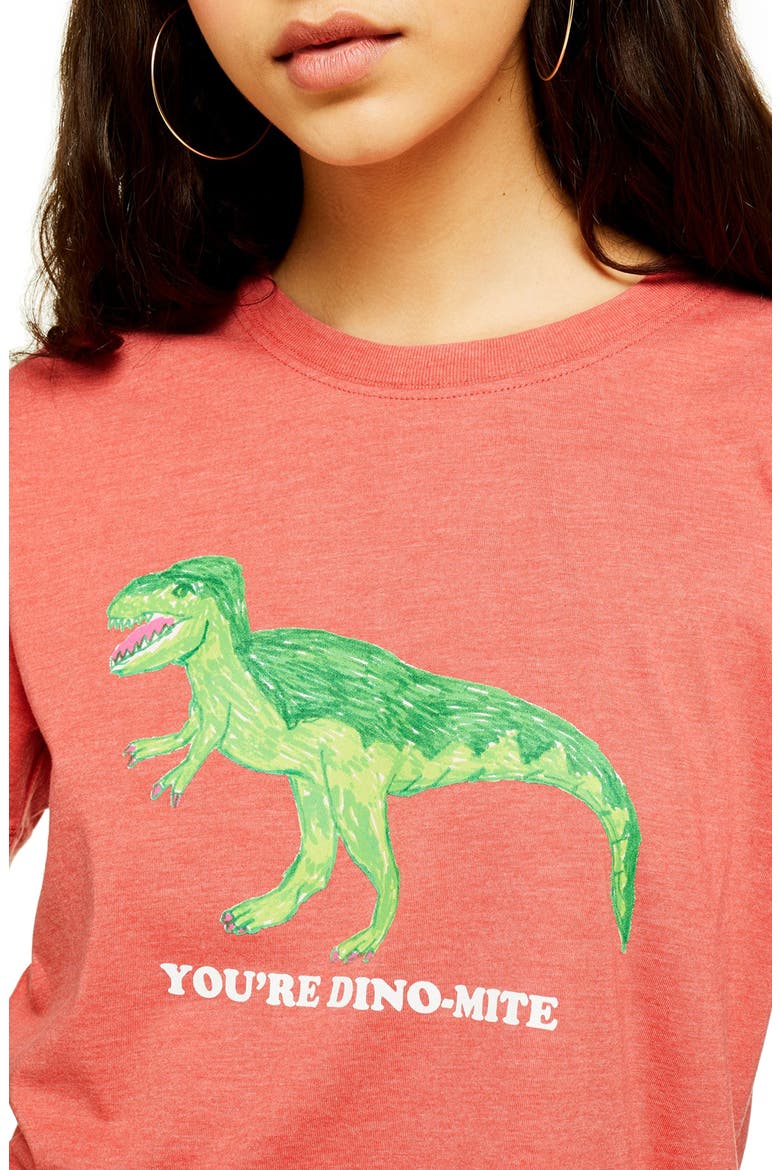 By Tee & Cake Dinomite Tee, Alternate, color, CORAL MULTI