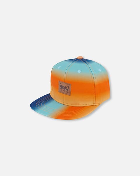 Boy's Printed Cap Navy Blue, Turquoise, And Orange