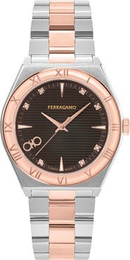 FERRAGAMO Vega Upper East Two-Tone Bracelet Watch, 40mm