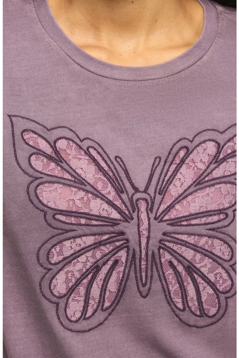Lace Embroidered Butterfly Cotton T-Shirt, Alternate, color, RHAPSODY