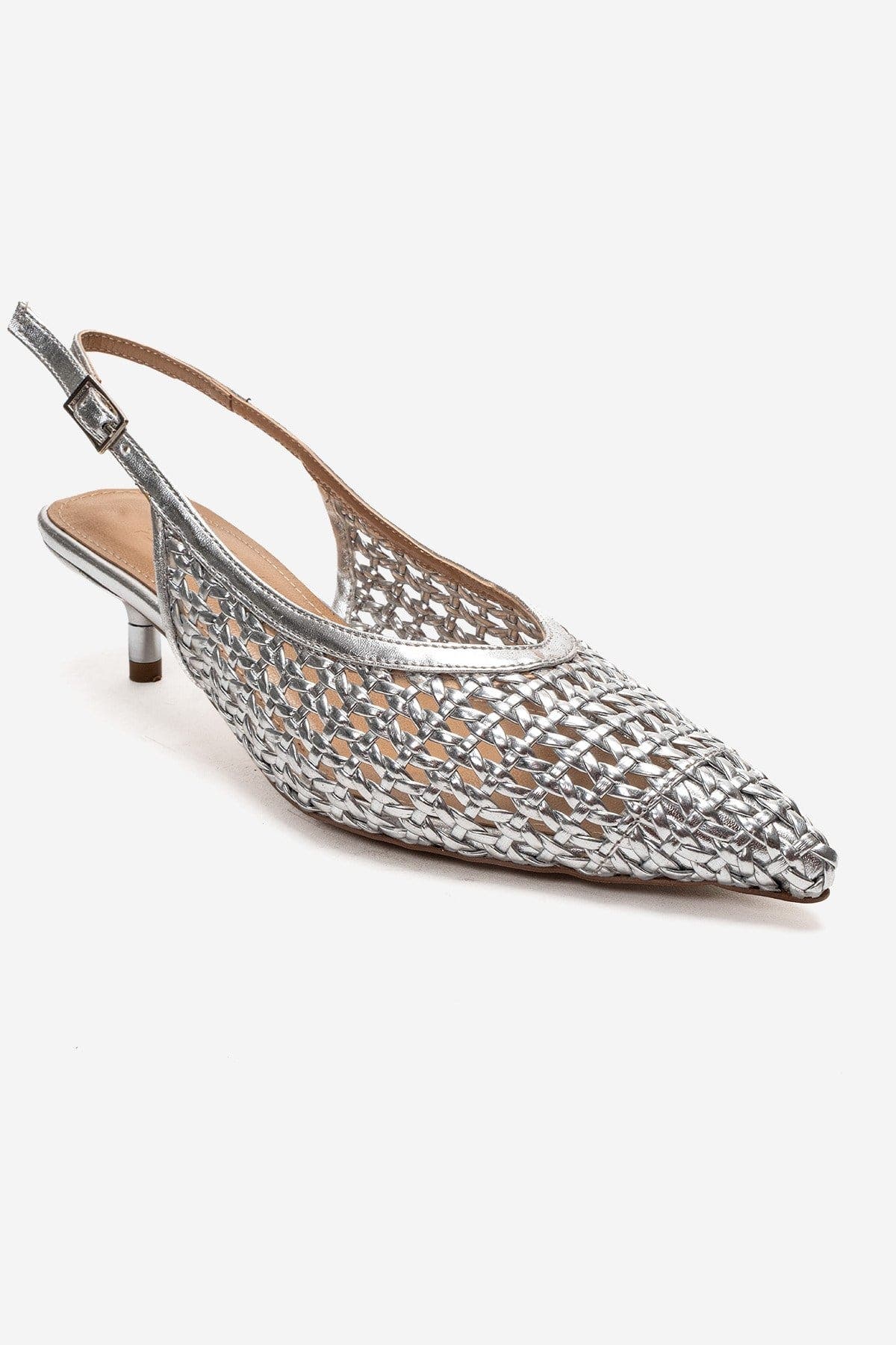 Prologue Shoes Orelis Kitten Heel Pump, Alternate, color, Silver