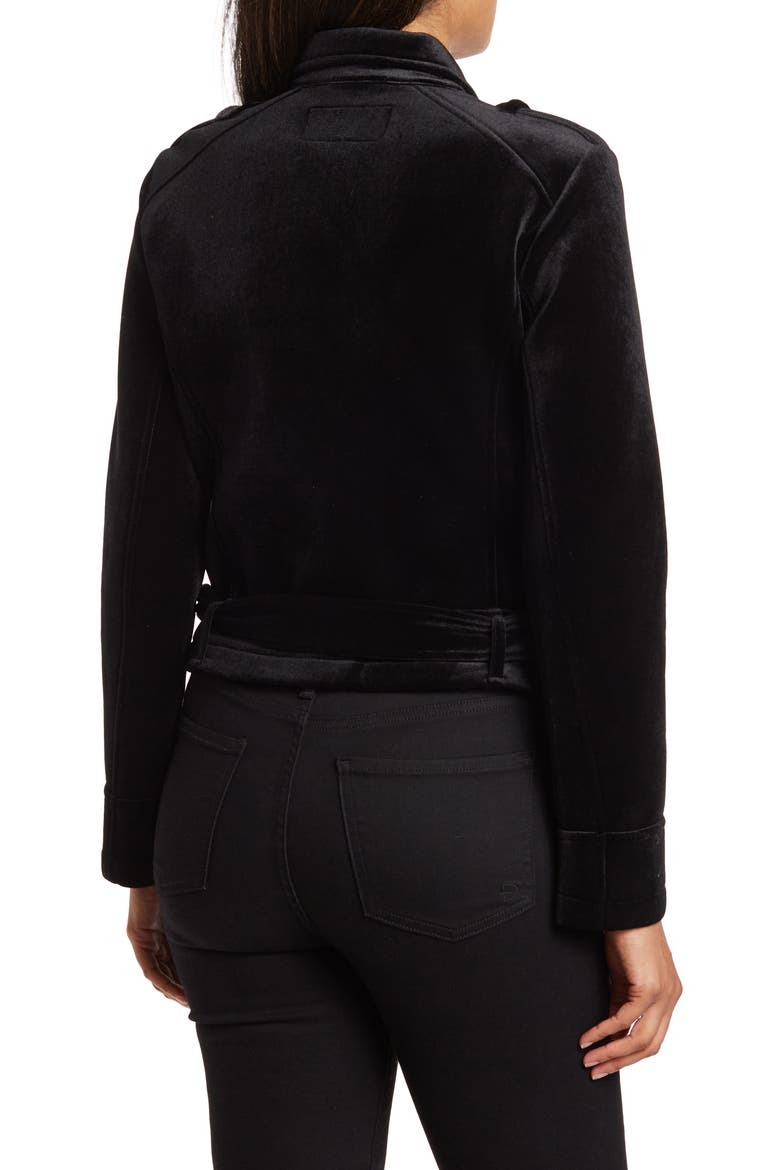 Velvet Moto Style Jacket, Alternate, color, BLACK
