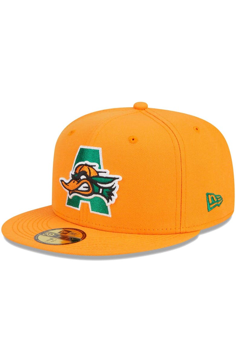 New Era Men's New Era Orange Arkansas Travelers Theme Nights Arkansas Mad Mallards  59FIFTY Fitted Hat, Main, color, 