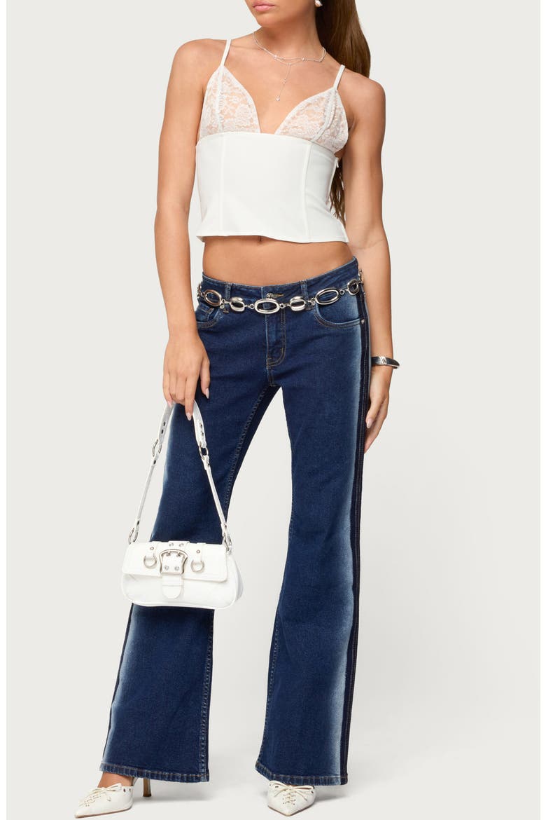 Keesha Lacey Boned Crop Camisole, Alternate, color, WHITE
