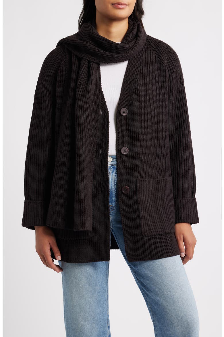 Vivienne Merino Wool Scarf Coat, Main, color, CHOCOLATE