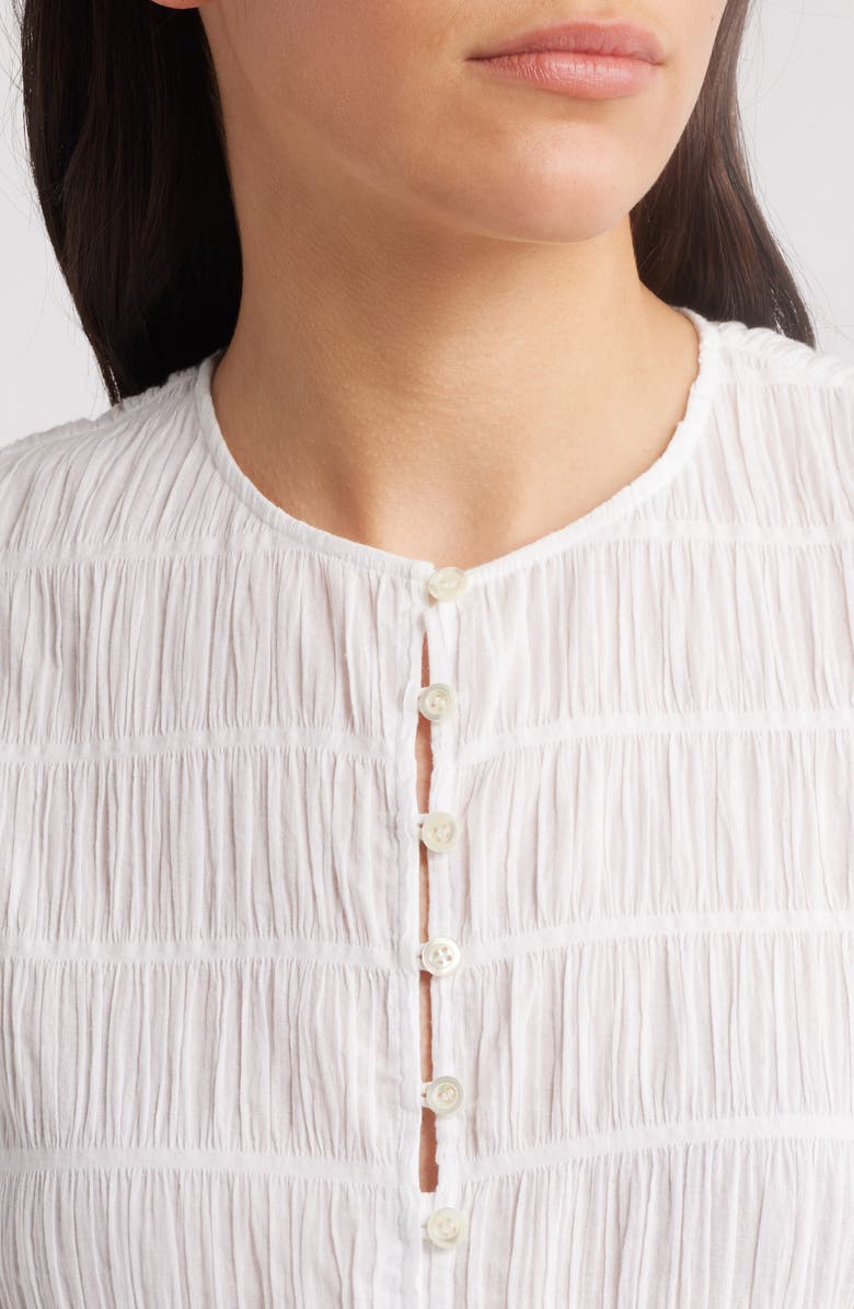 FRAME The Smocked Button & Loop Tank, Alternate, color, White