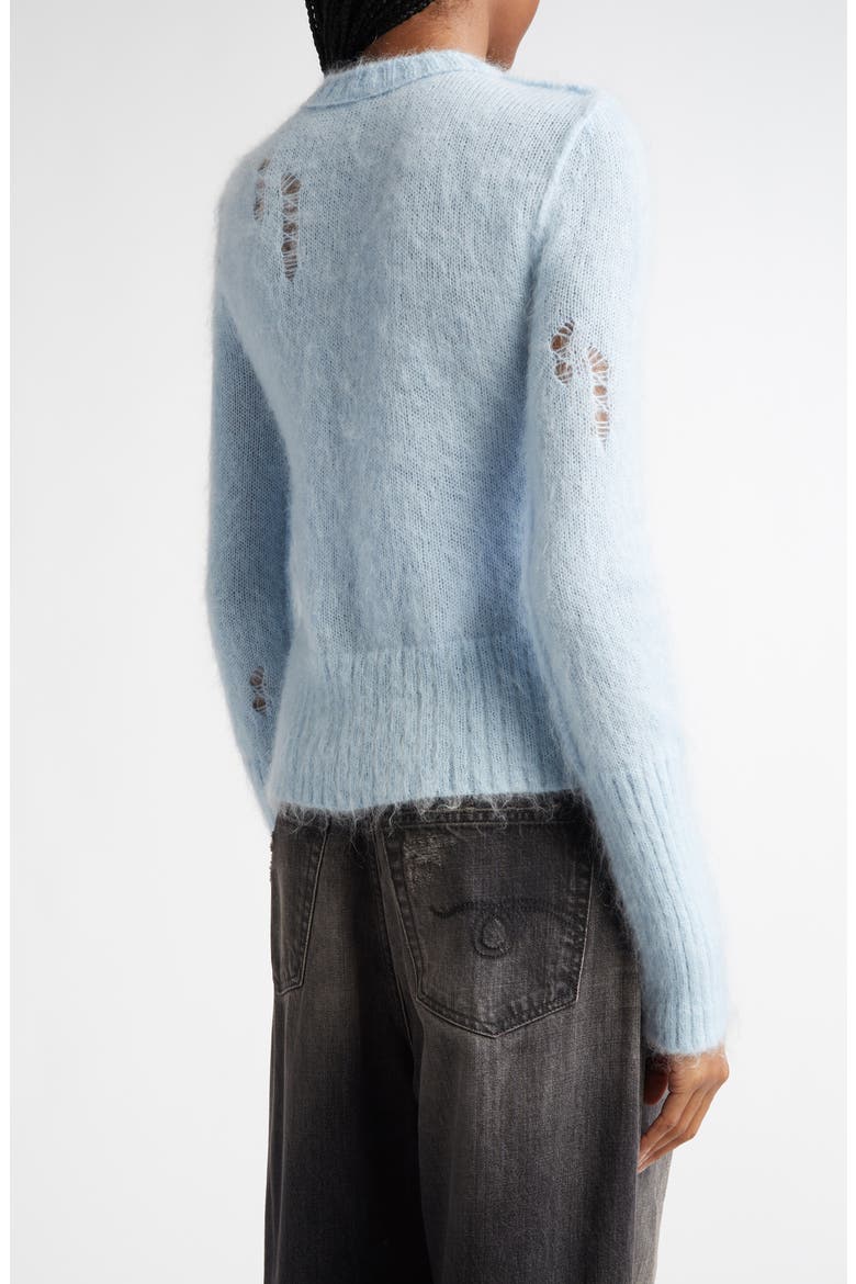 Elongated Shrunken Kid Mohair & Merino Wool Blend Cardigan, Alternate, color, LIGHT BLUE