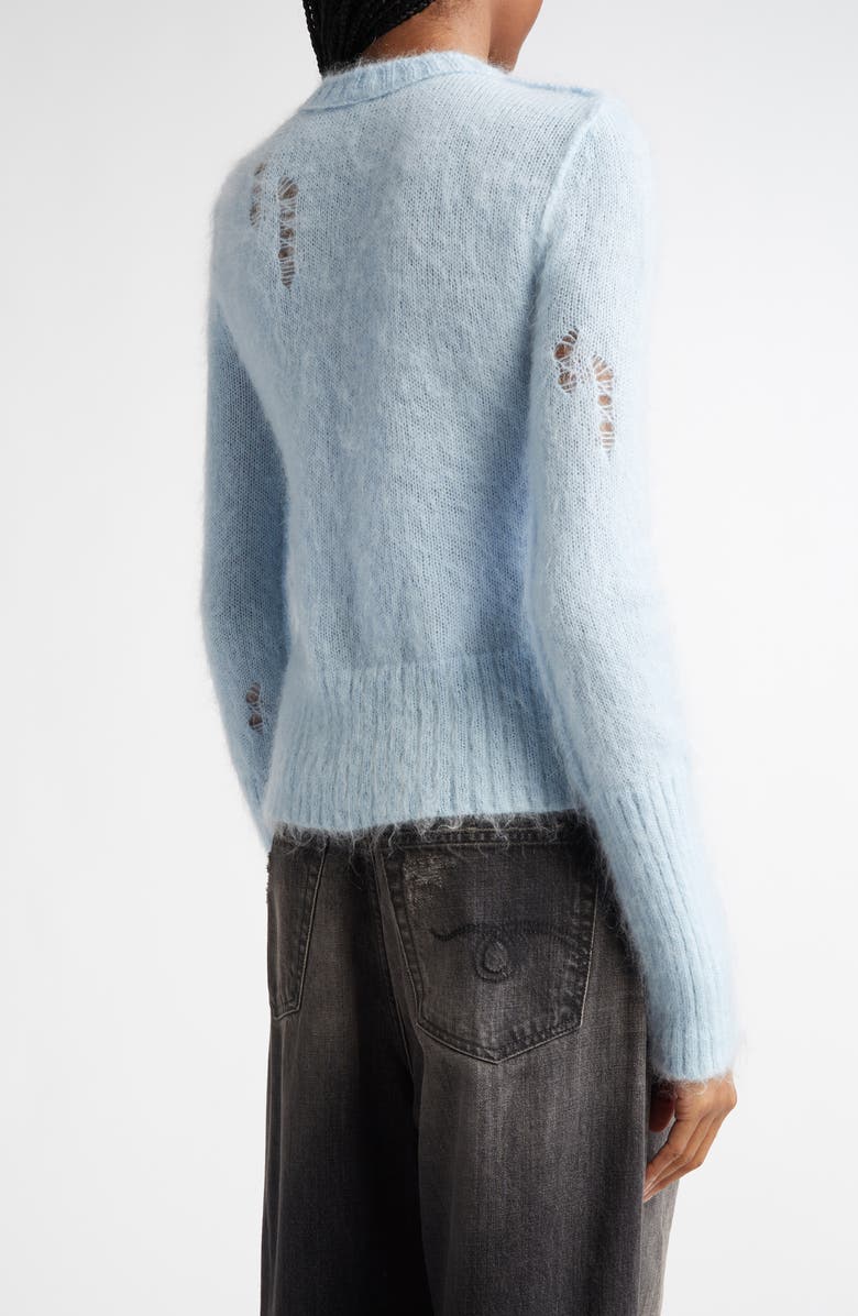 R13 Elongated Shrunken Kid Mohair & Merino Wool Blend Cardigan, Alternate, color, Light Blue