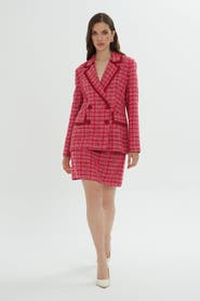 Gizia Pink Plaid Jacket and Skirt Set