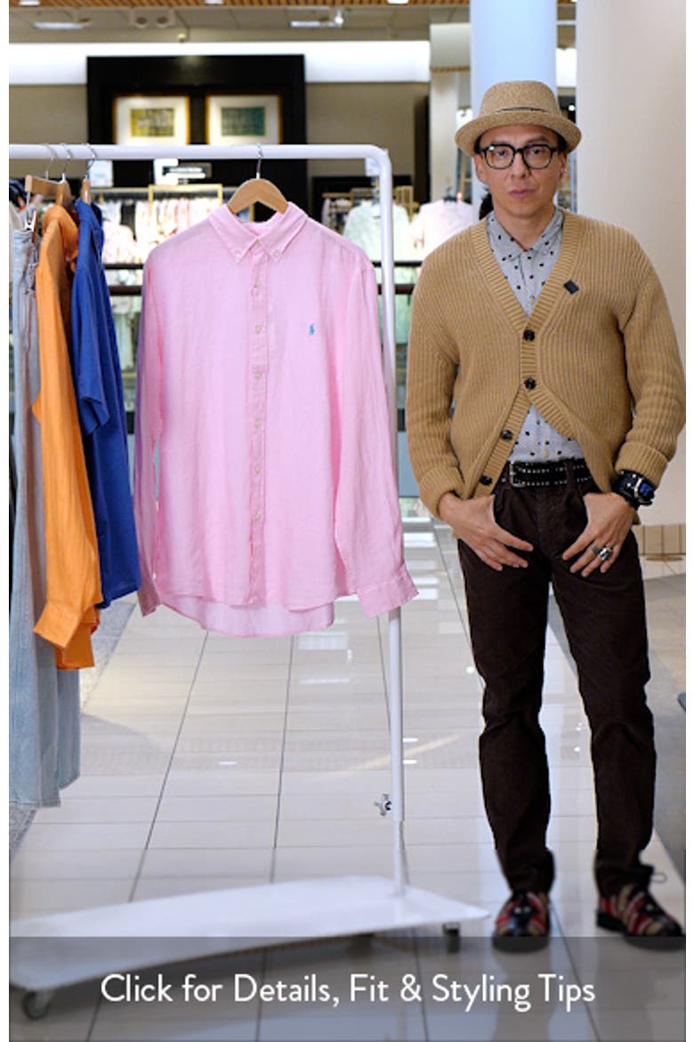 Classic Fit Solid Pink Linen Button-Down Shirt video