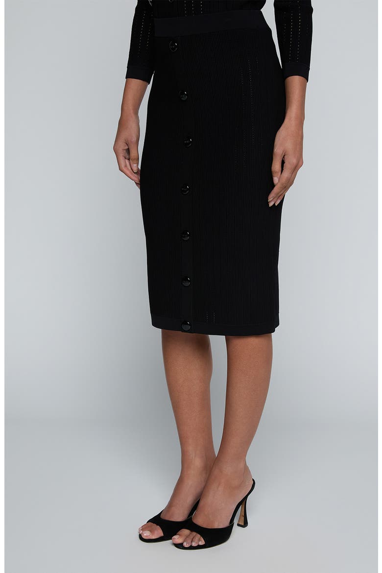 Melania Pointelle Button Front Sweater Skirt, Alternate, color, BLACK